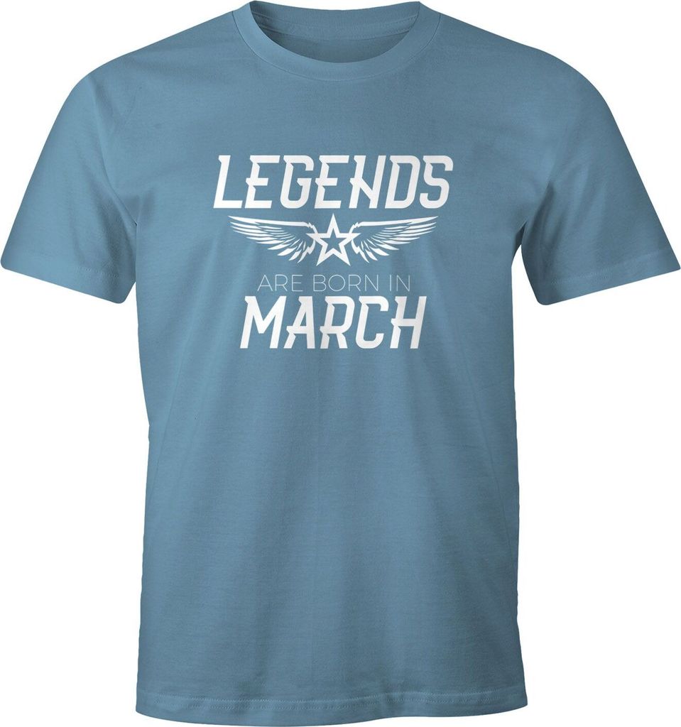 Herren T-Shirt Legends are born in March Geburtstag Geschenk Fun-Shirt Moonworks stone blue L