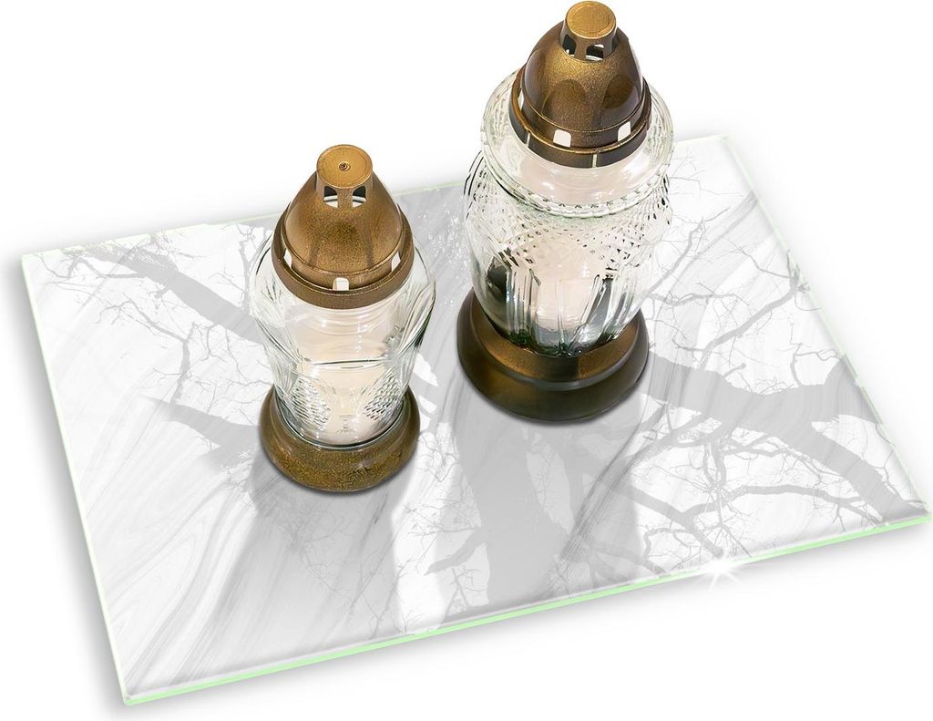 Untersetzer für Grabkerze Motiv Grabstein Gummifüße - 80x52 cm - Zarter Marmor