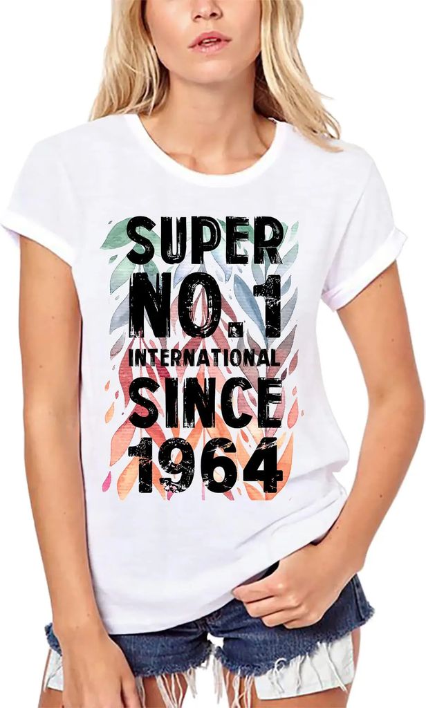 Damen Grafik T-Shirt aus Biobaumwolle Super No1 International Seit 1964 – Super No1 International Since 1964 – Geschenk 60. Geburtstag Jahresta...