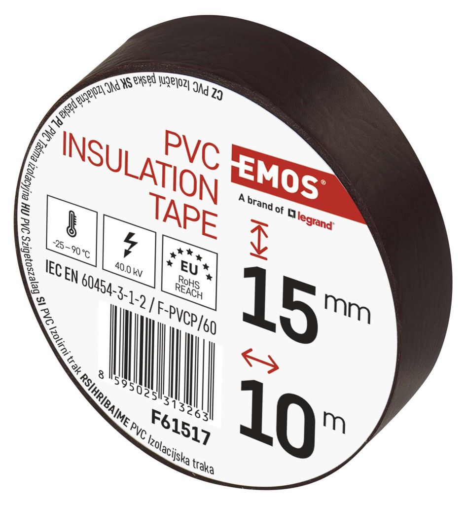 Izolační páska PVC 15mm / 10m hnědá, 10 ks