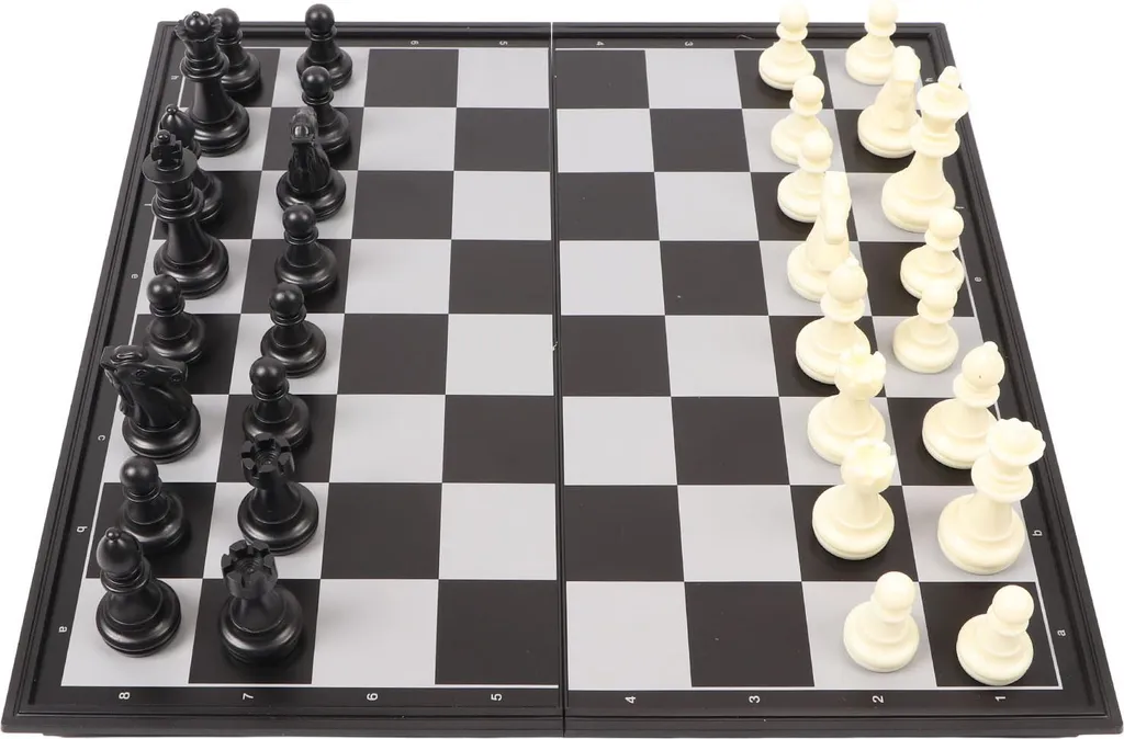 Jeu d'échecs portable magnétique 33 cm à motif clair et plateau pliable
