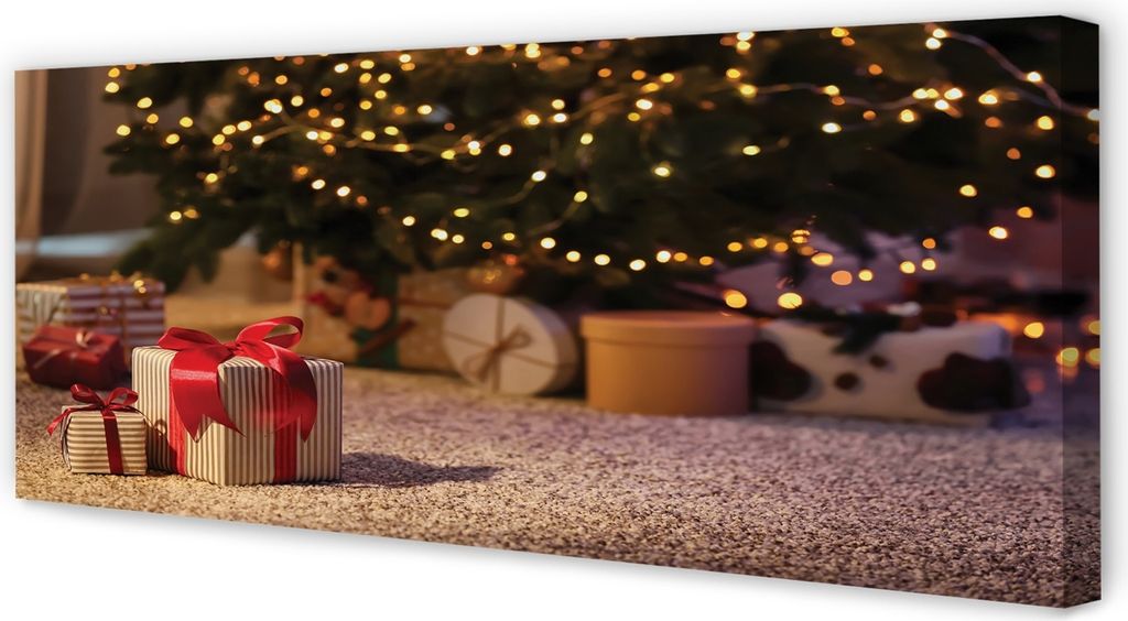 Leinwandbild 125x50 Wandkunst Geschenke Weihnachtsbaum
