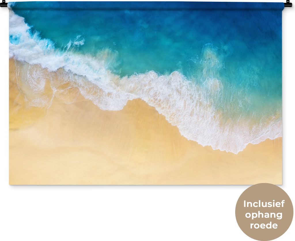 MuchoWow Wandteppich Wandbehang Strand - Meer - Golf - Sand 150x100 cm Tapisserie Dekoration Wandtuch - Waschbar - Tapisserien - Wand-Decke