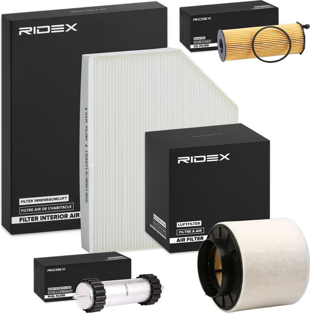 RIDEX Filterset Inspektionspaket Filtersatz für AUDI A4 Avant (8K5, B8) Q5 (8RB) A5 Sportback (8TA) A4 Limousine (8K2, B8) A5 Coupe (8T3) A4 Allroad