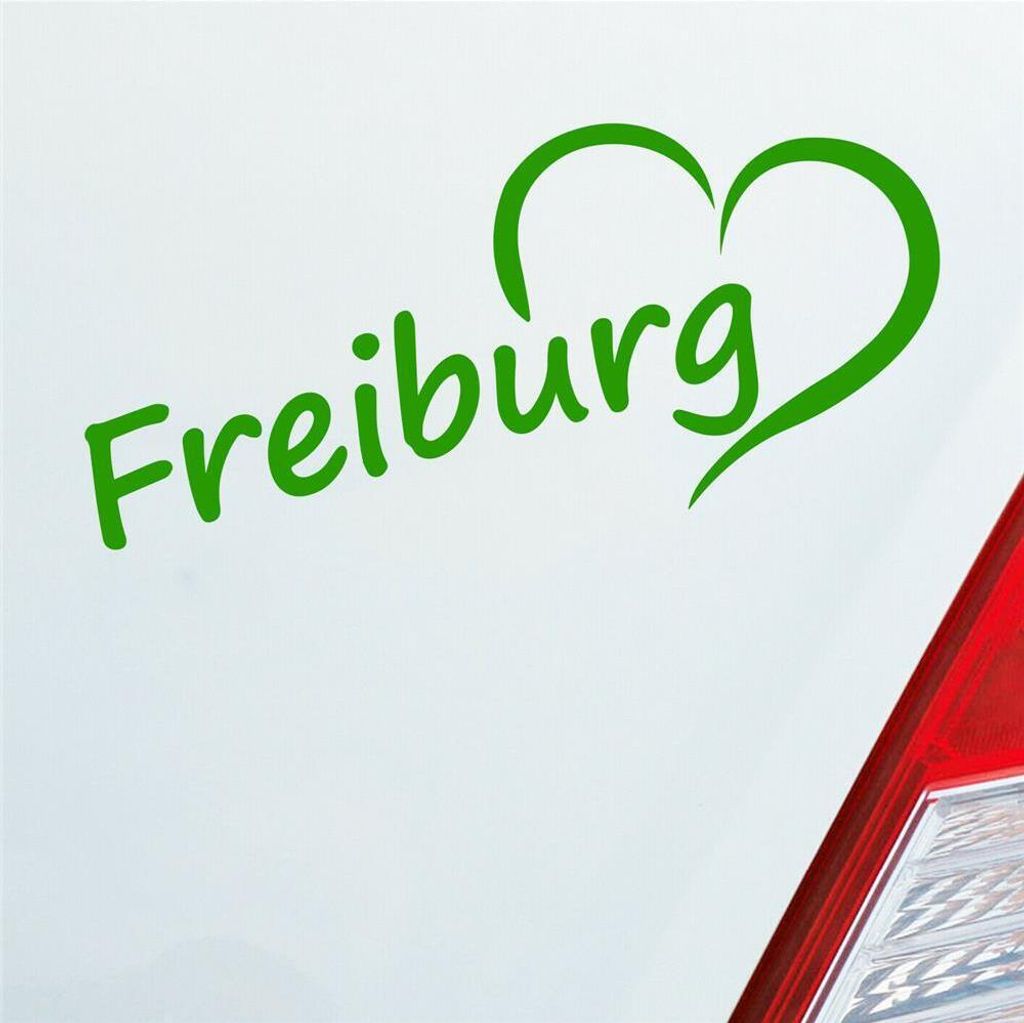 Auto Aufkleber Freiburg Herz Stadt City Liebe Love Heimat 18x8 cm Hellgrün Sticker Heckscheibenaufkleber