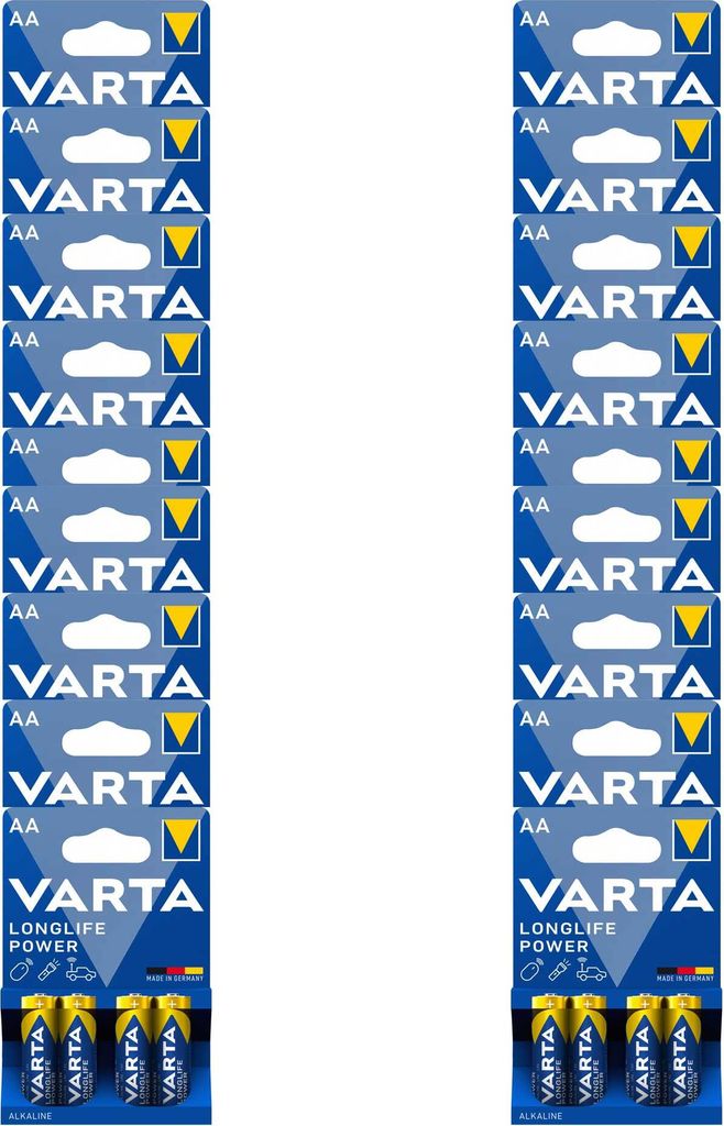 Batterien VARTA 4906, Mignon AA / LR6 Alkaline, LONGLIFE Power, 1,5V, 20 x 4er Pack
