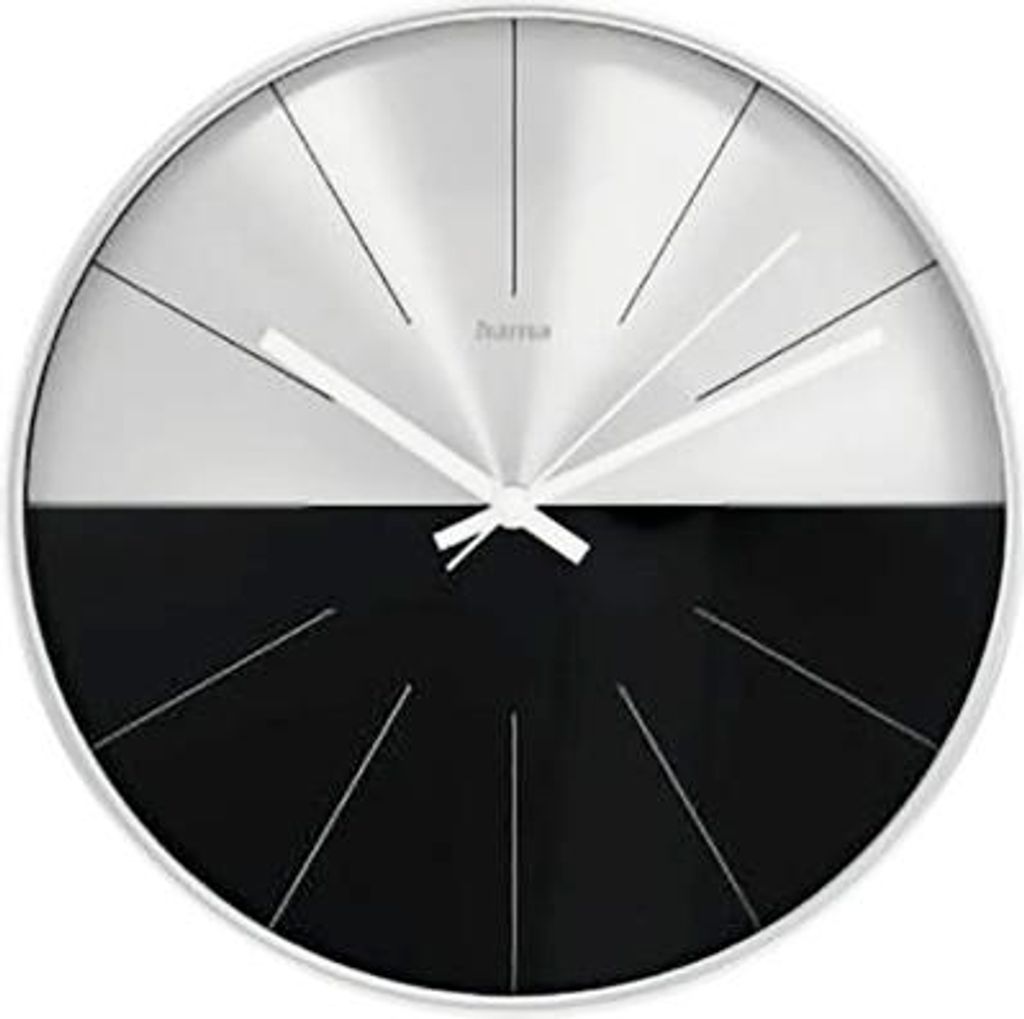 Hama Sicily, Wand, Quarzuhr, Kreis, Schwarz, Silber, Produktbild 