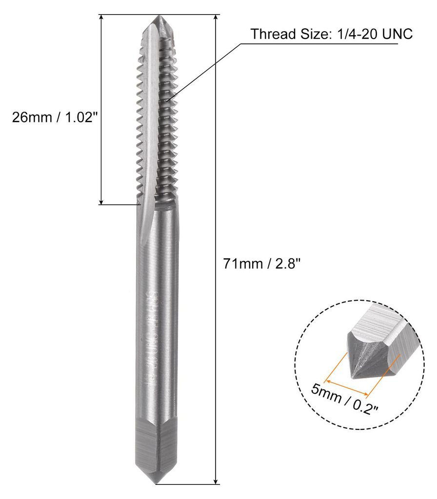 3-teiliges Handgewindeschneidsatz, 1/4-20 UNC Kegel/Stecker/Grundgewinde Schraubengewindeschneider, Hochgeschwindigkeitsstahl Handgewindeschneidwer...