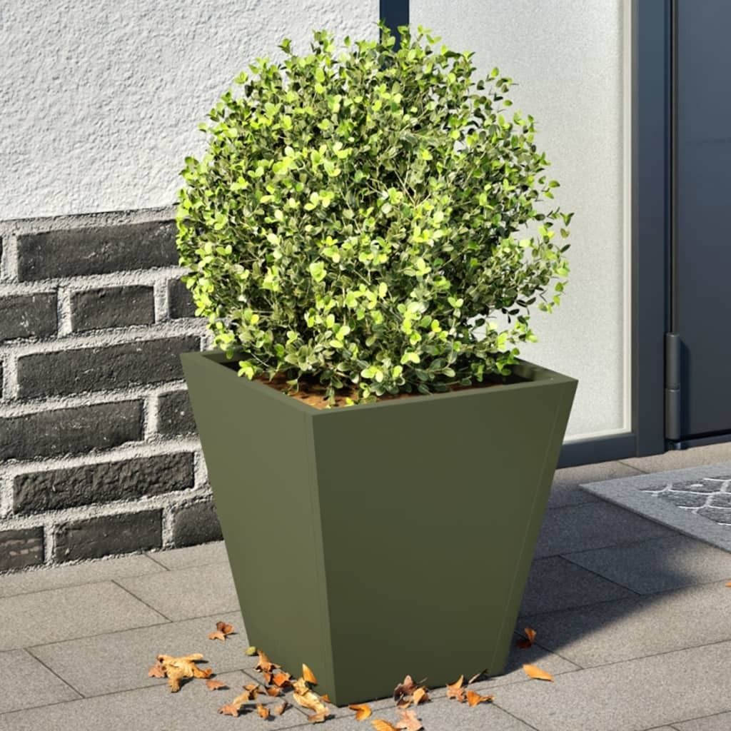 Maison Exclusive - Pflanzkübel 2 Stk. Olivgrün 30x30x30 Stahl