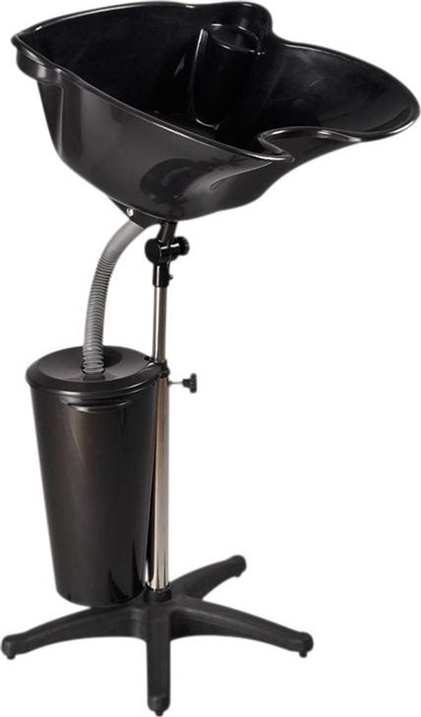 A black portable hair washing station with a water tank is shown against a white background.