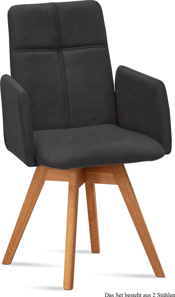 Armlehnstuhl drehbar (2er-Set) Dorey 52x92x60 Eiche geölt/Anthrazit