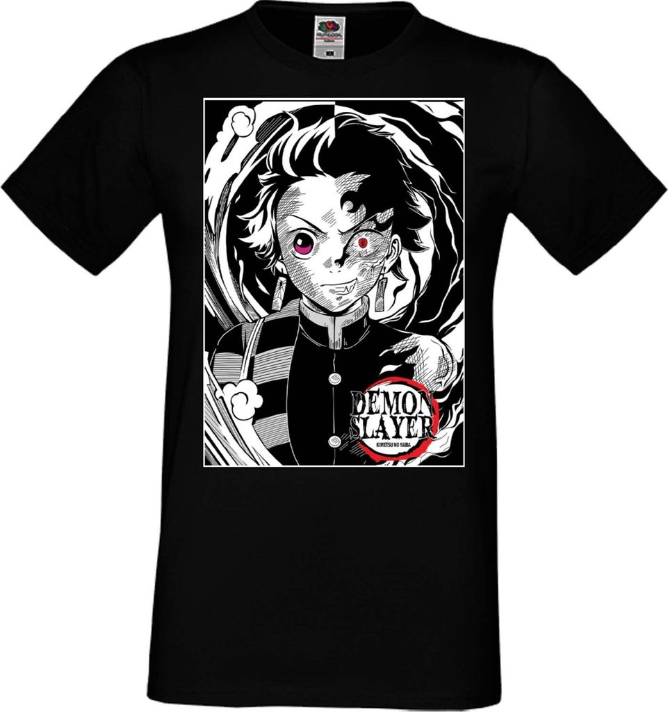 Herren T-Shirt Manga Anime Demon Anime Slayer Tanjiro Kamado 04 Tanjiro, Man 2XL / Schwarz