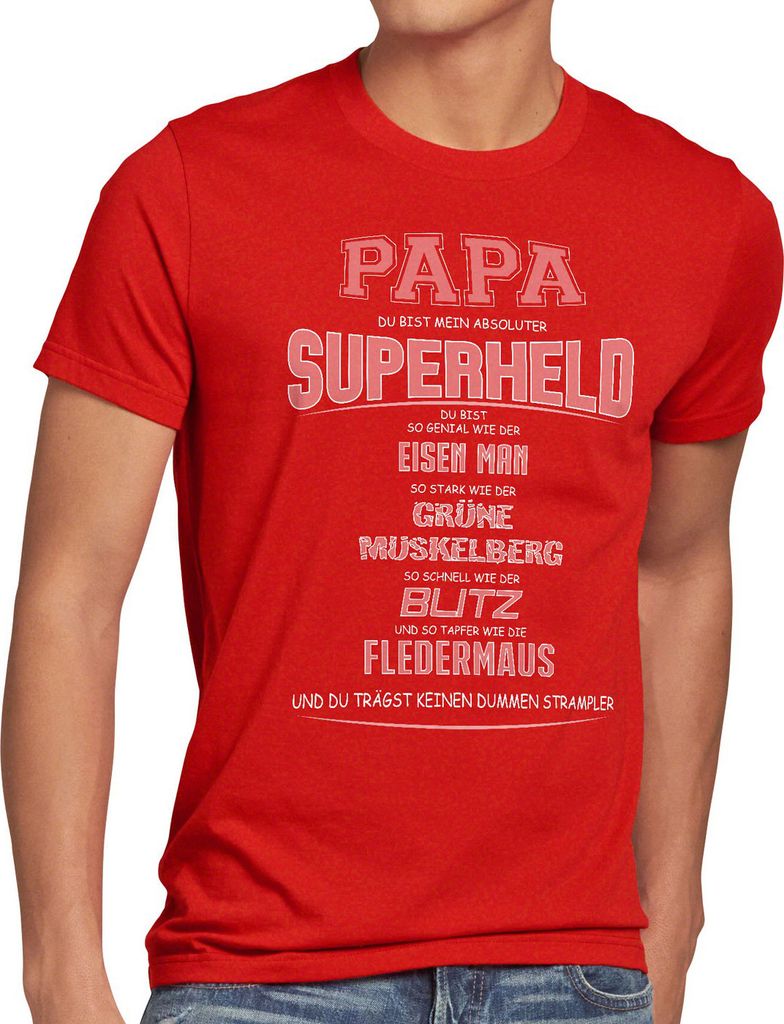 style3 Papa Superheld Herren T-Shirt Super Held Hero der Größte Funshirt Spruch Shirt Vatertag