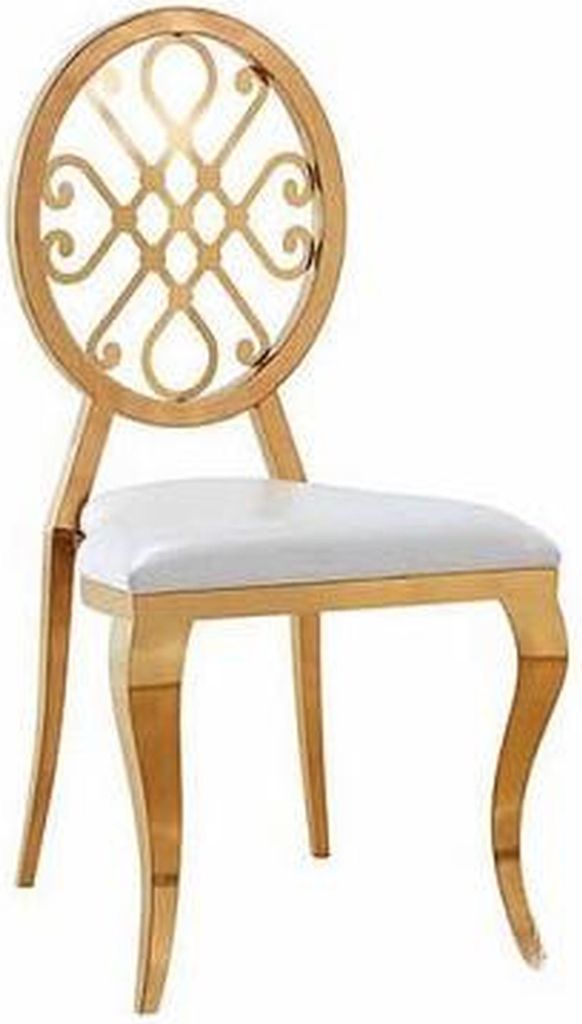 Design Stuhl Lehnstuhl Polster Stühle Luxus Textil Edelstahl Sessel Esszimer Neu