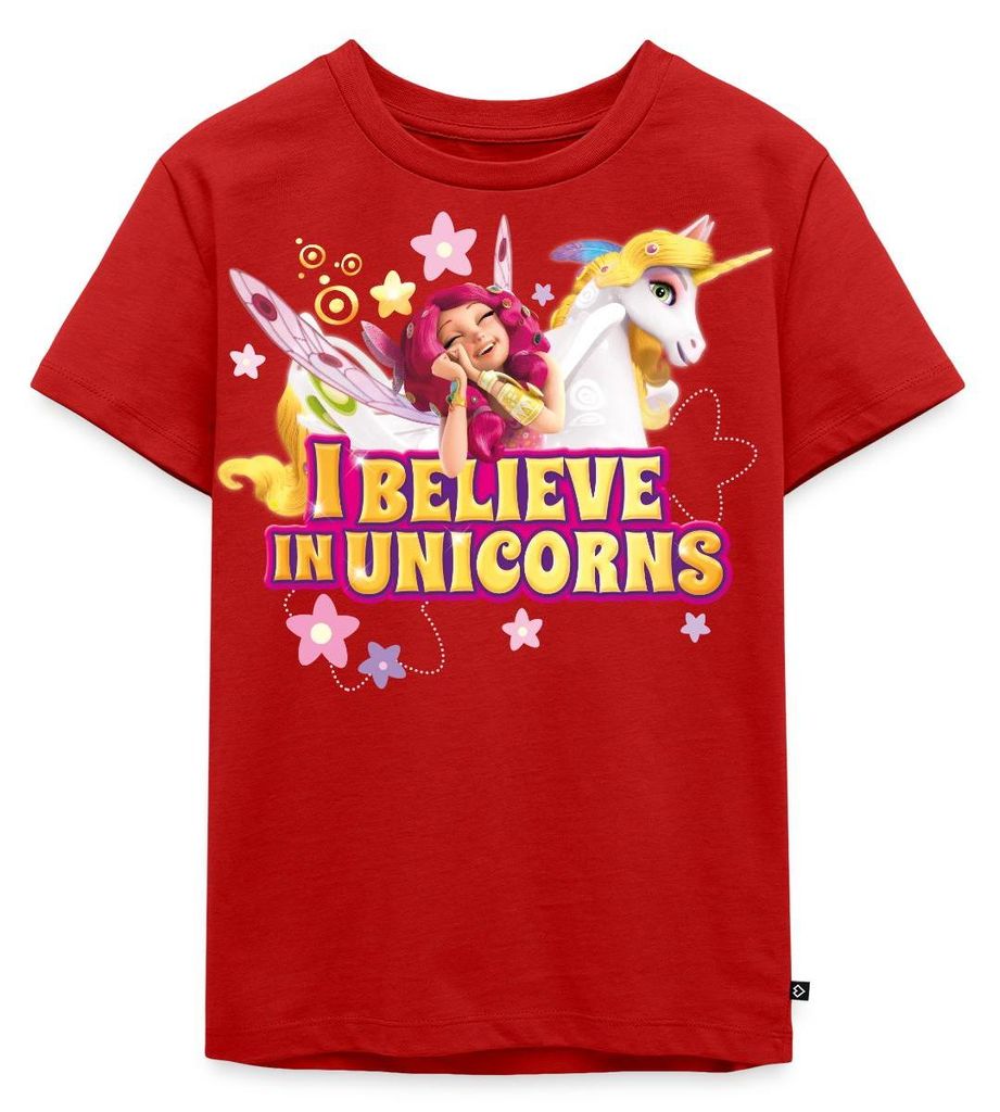 Spreadshirt Mia and Me Onchao Und Mia Ich Glaube An Einhörner Kinder Premium T-Shirt, 98/104 (2 Jahre), Rot
