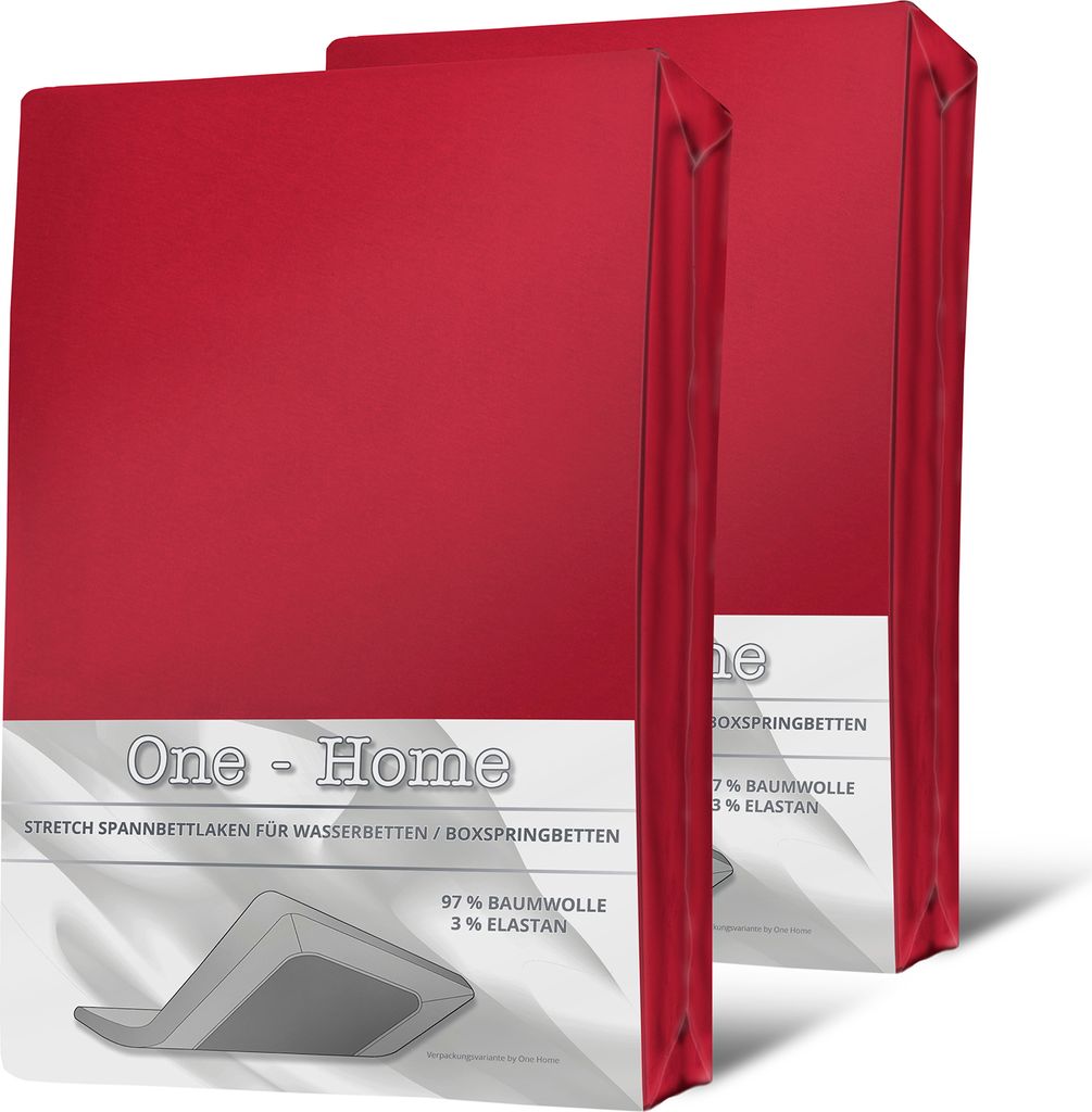 2 Spannbettlaken 180x200 - 200x220 cm rot Elasthan Boxspringbett Wasserbett