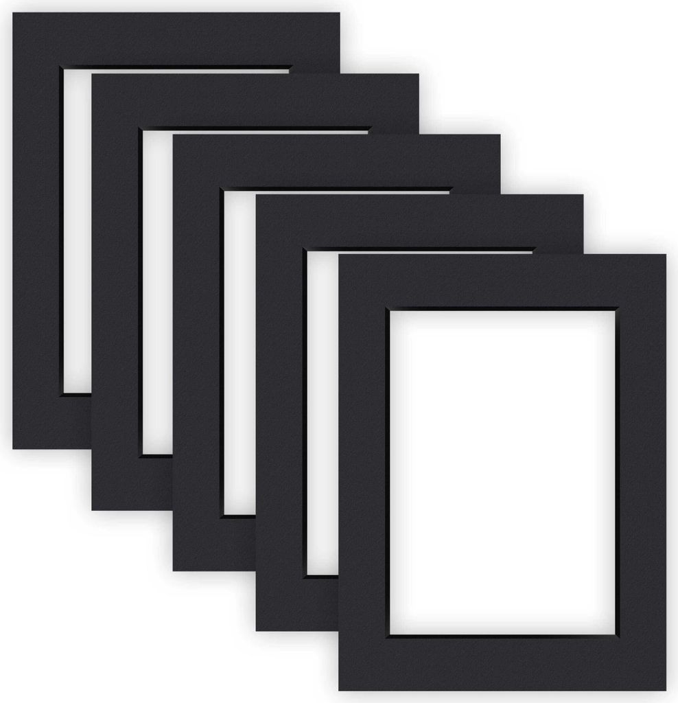nielsen Conservation Passepartout 1,5 mm, 5er Set, Außenformat 30x40 cm für Bildformat 20,5x29,5 cm (DIN A4), Schwarz glatt