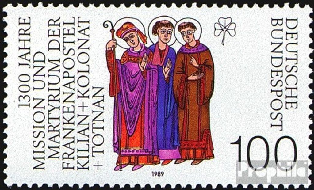 Briefmarken BRD (BR.Deutschland) 1989 Mi 1424 (kompl.Ausg.) FDC 1300.Todestag von Kilian, Kolonat und Totnan