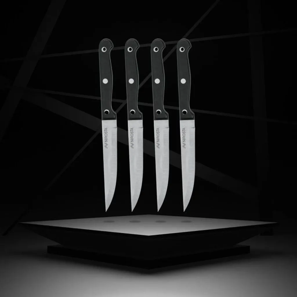 Set di coltelli da bistecca, acciaio inossidabile, 4 pezzi, 21 cm, lama in acciaio inossidabile, manico in POM - 4