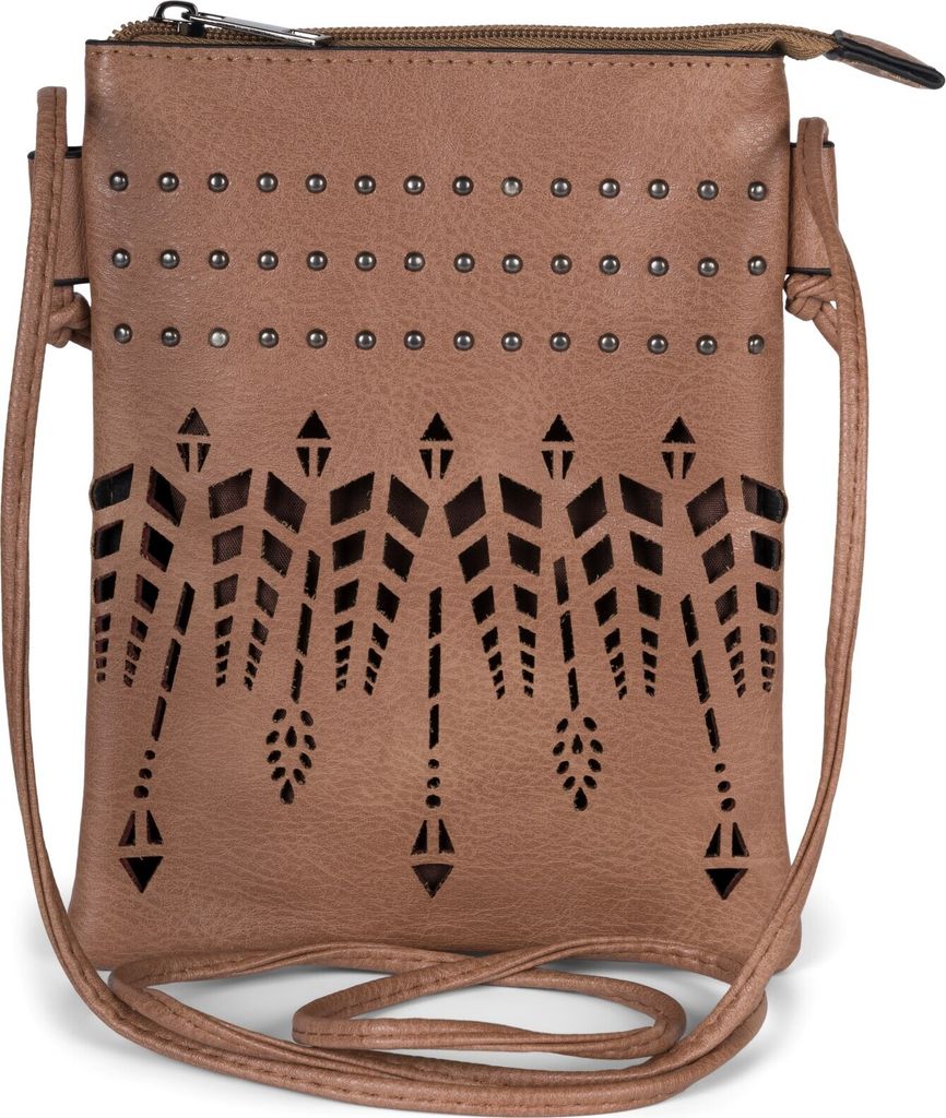 styleBREAKER Damen Mini Bag Umhängetasche Ethno Style und Nieten, Schultertasche, Handtasche, Tasche 02012260