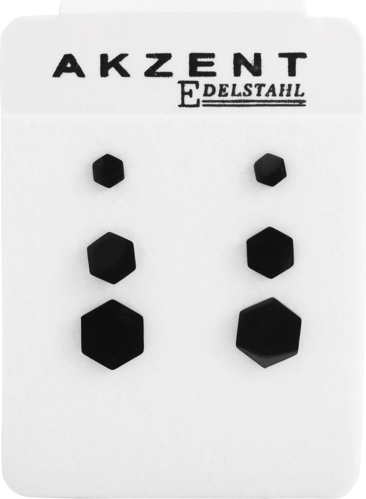 Akzent Edelstahl Ohrstecker, IP Black, Schwarz