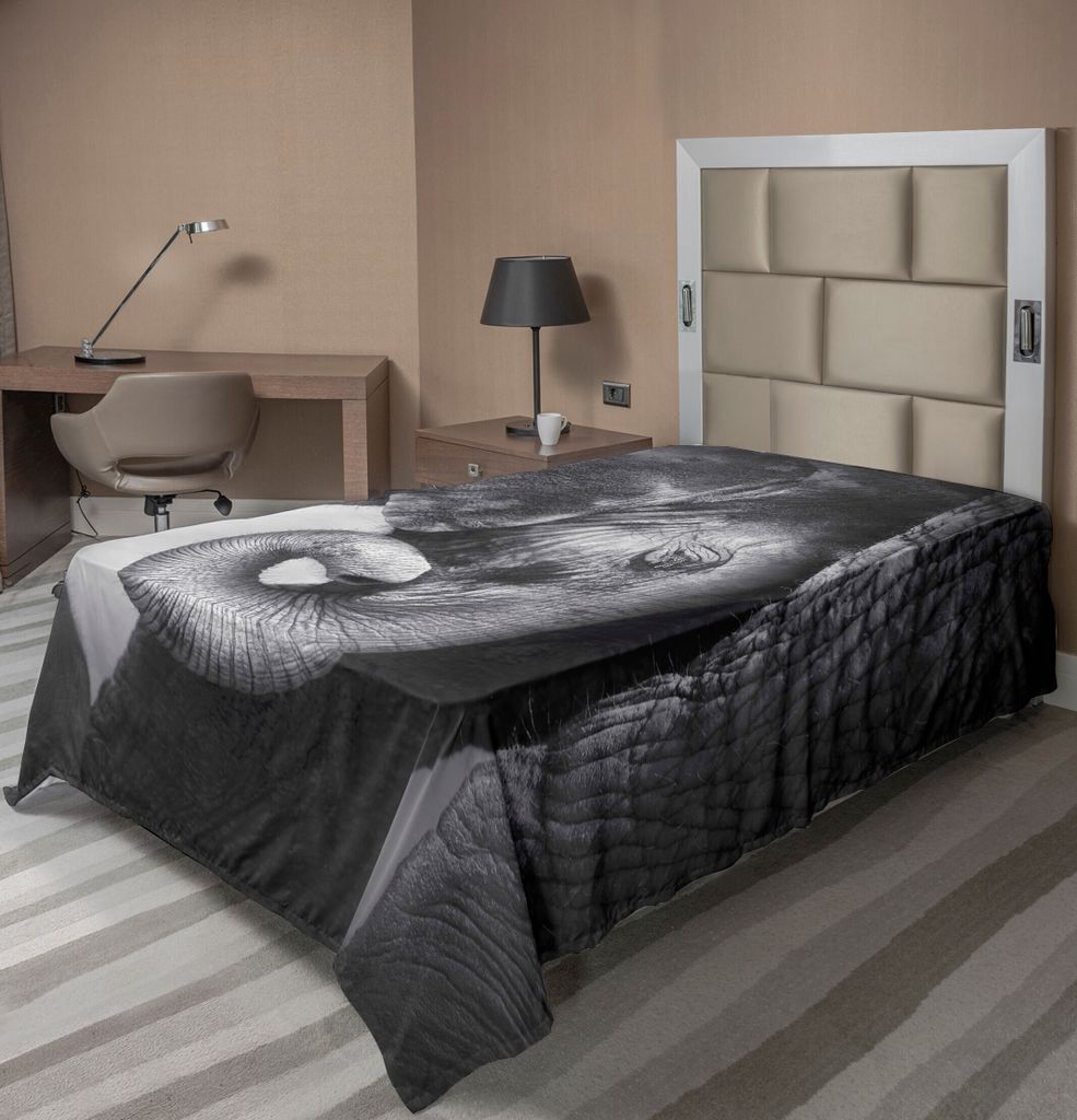 ABAKUHAUS Elefant Bettlaken, Baby Elefant, Der Komfort Gegen Mutter Einfarbiges Kunst Porträt Sucht, weiches bequemes oberes Bettlaken für ein de...