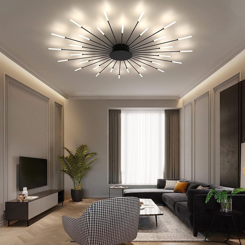 LED Deckenleuchte Moderne Wohnzimmer Lampe Golden Kreative Ring
