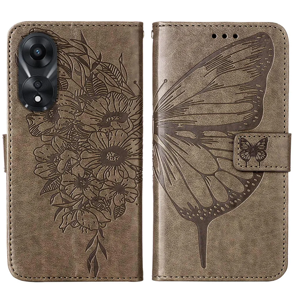 Custodia Flip per OPPO A78 5G / A58 5G | Pelle Grigio Anti-Uto - 2