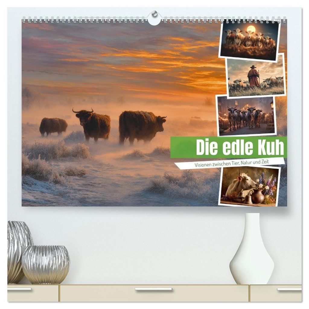 Die edle Kuh (hochwertiger Premium Wandkalender 2027 DIN A2 quer), Kunstdruck in Hochglanz