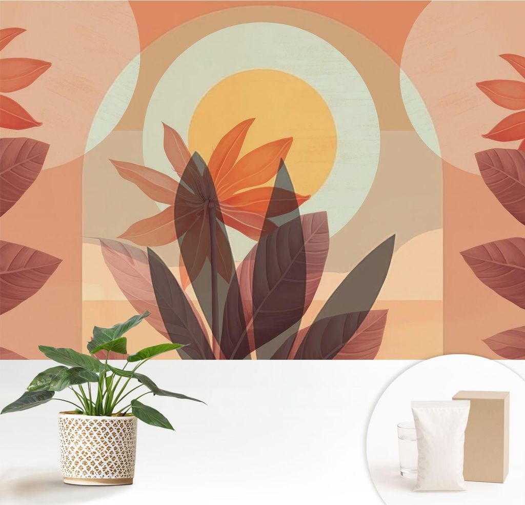 Fototapete - 152x104 cm - Tapete - Wandtapete - Wandbilder - Dekofolie - Tapete Folie - Wand - Dekoration - Wohnzimmer - Florale Abstraktion