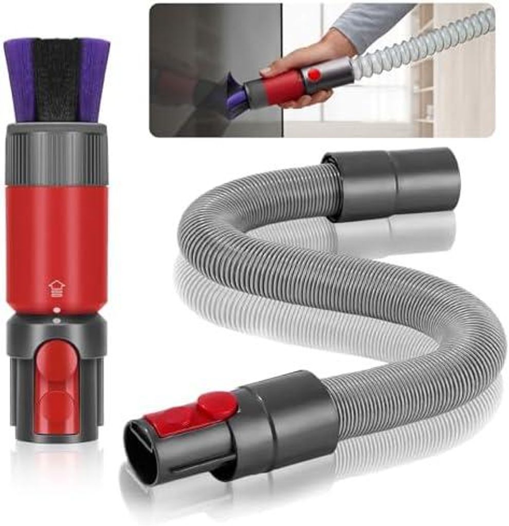Dyson Staubsauger Zubeh?r Set: 2 Stš¹ck Rš¹ckstandsloser Staubpinsel, Flexibler Schlauch, Hundebš¹rsten Aufsatz fš¹r Dyson V7 bis V15, Abst...