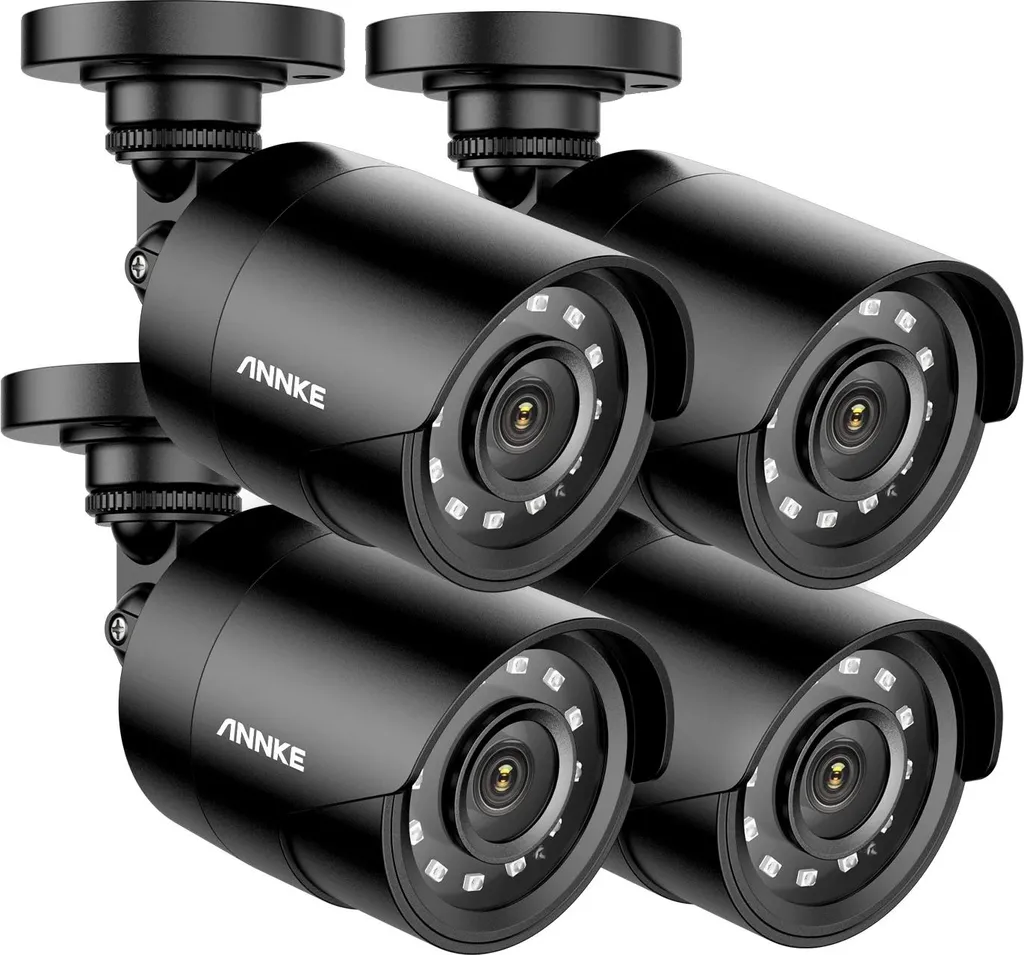Caméras de surveillance bullet 2MP infrarouge pack de 4 unités noir