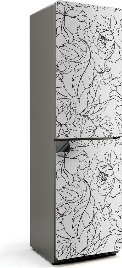 Blumenlinienmuster – Magnetische Kühlschrank Abdeckung – Dekorfolie magnetisch Küche – Kühlschrank Magnet Deko – selbstklebende Magnetta...