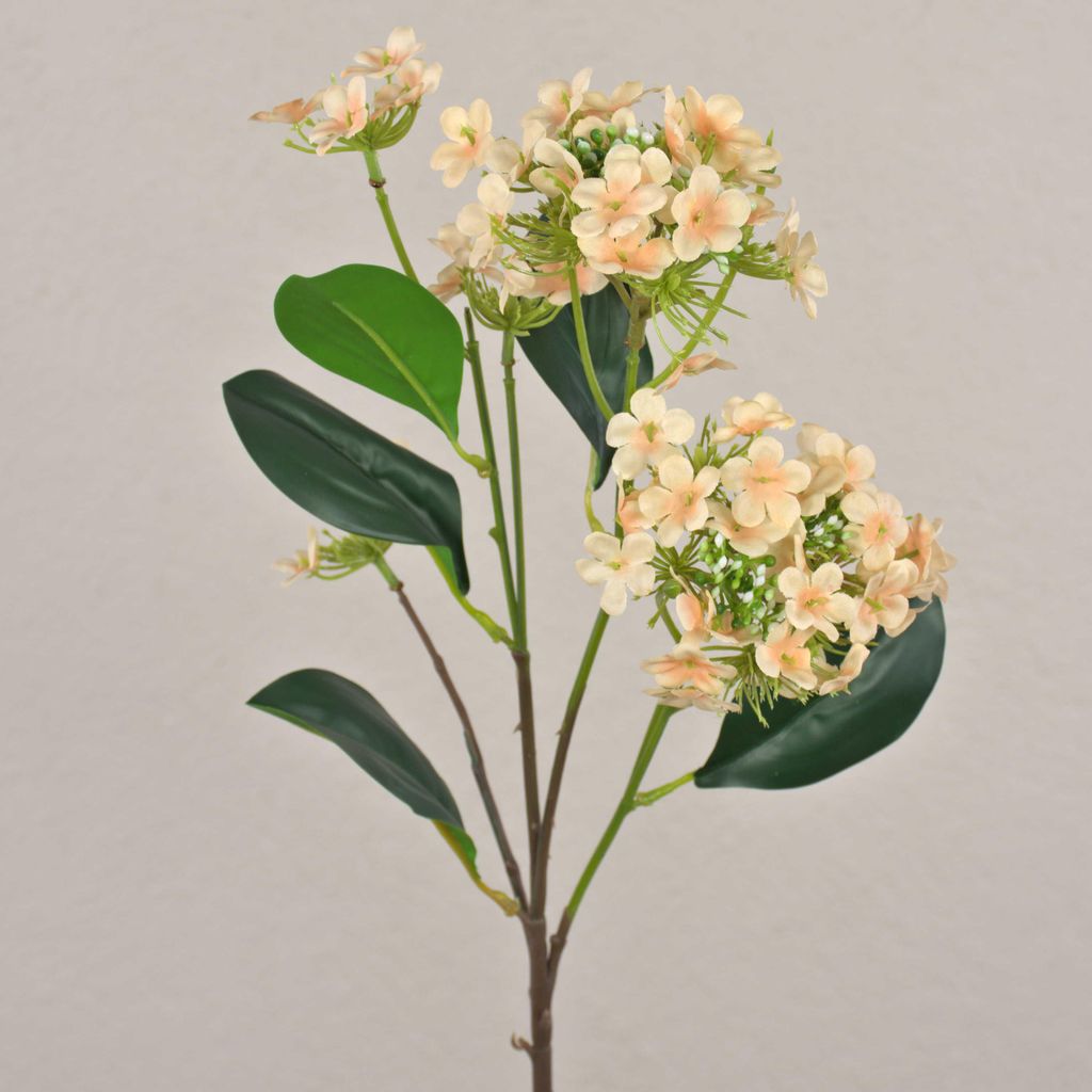 artplants.de Kunststoff Zweig Schneeball LINDIWE, Aprikose-Creme, 70cm - Künstlicher Deko Zweig