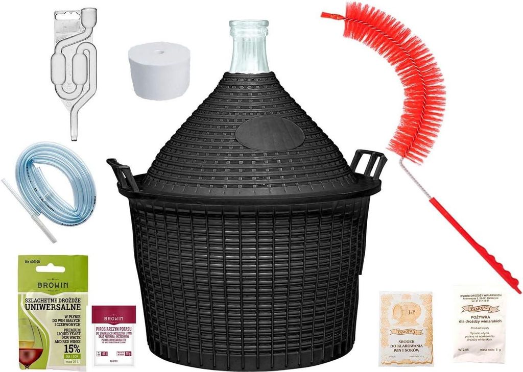 Weinset 15 L mit Glasballon, Gärröhrchen, Weinheber und Produktbild 