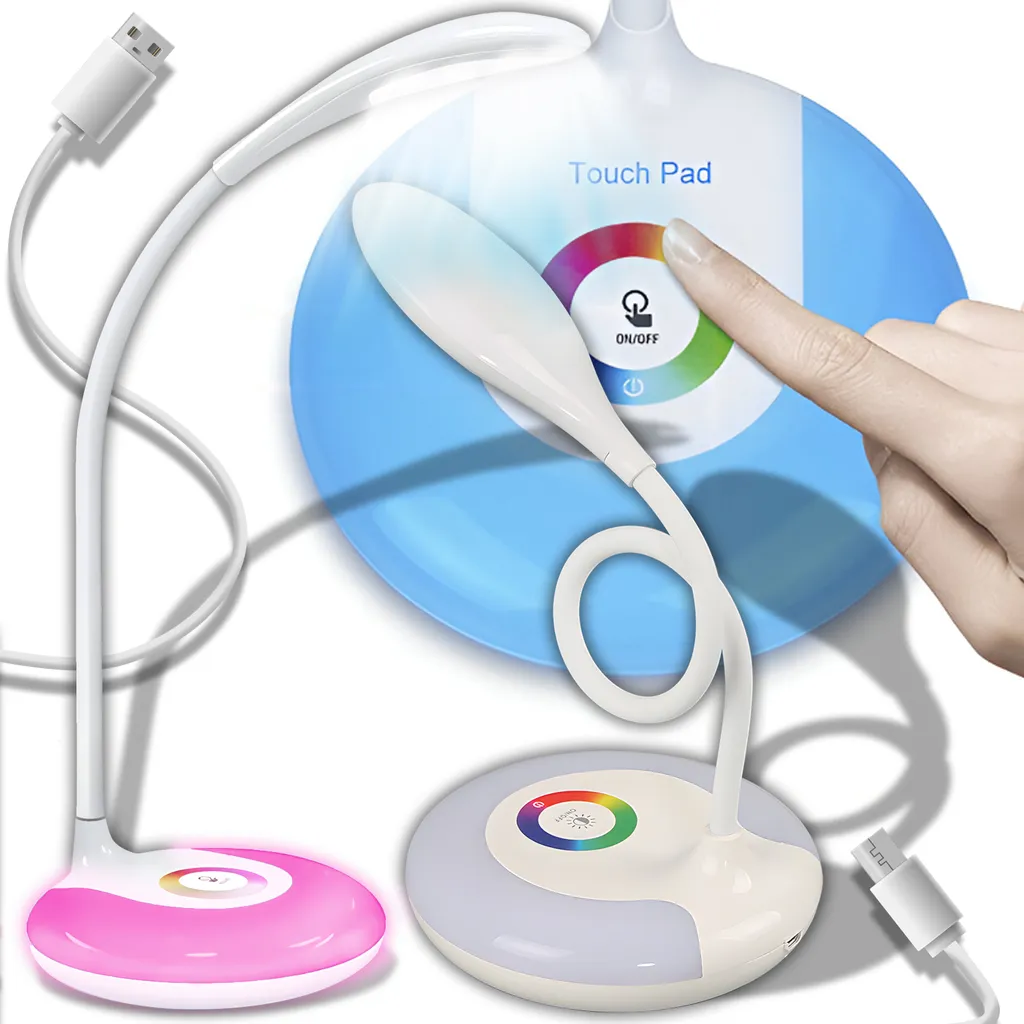 Lampe de lecture LED dimmable tactile 5W avec tête pivotante 256 RGB