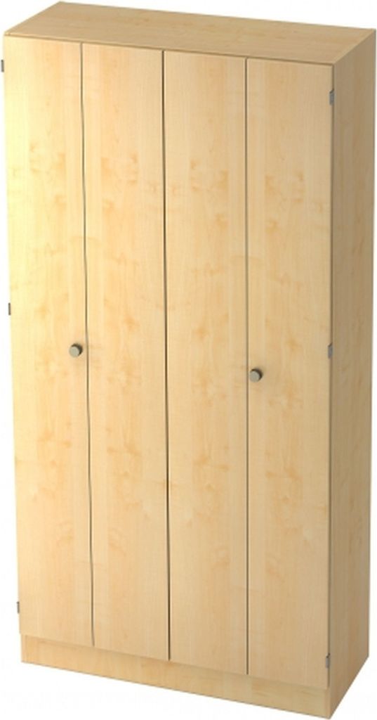 Büro-Flügeltürenschrank mit Falttüren, BxTxH 1000x420x2004 mm, 5 OH, 4 Böden, ahorn