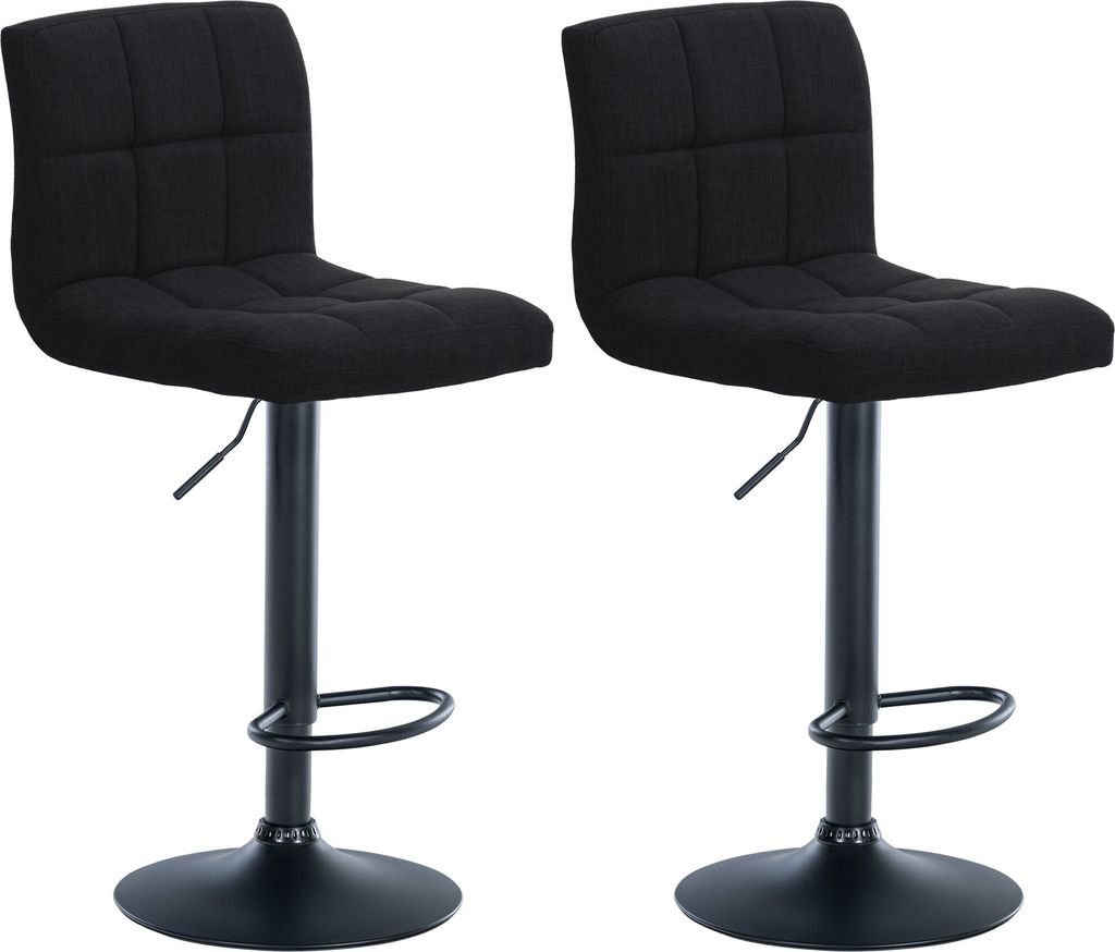 CLP 2er Set Barhocker Calma Stoff drehbar und höhenverstellbar schwarz Material Gestell Metall matt schwarz