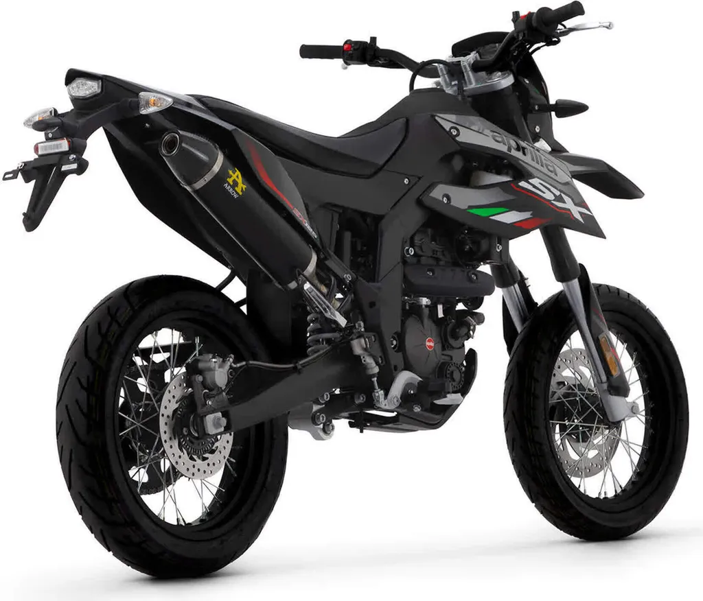 Pot Arrow Thunder Dark Alu avec embout inox Aprilia RX SX 125 noir