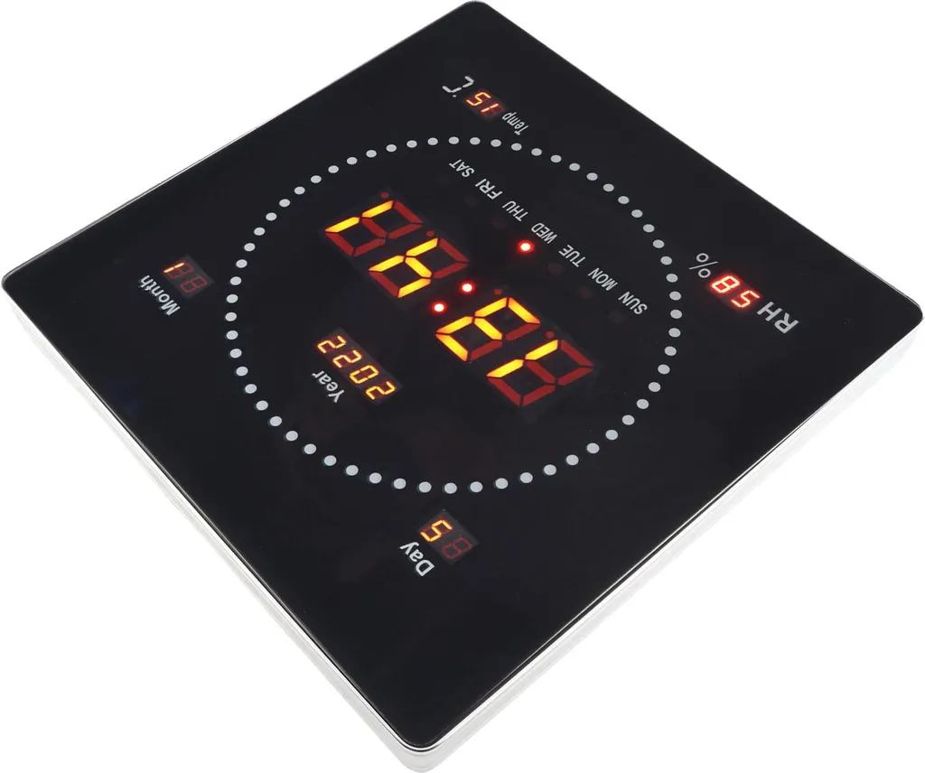 Horloge murale numérique lumineuse LED avec calendrier grand format XL - 4