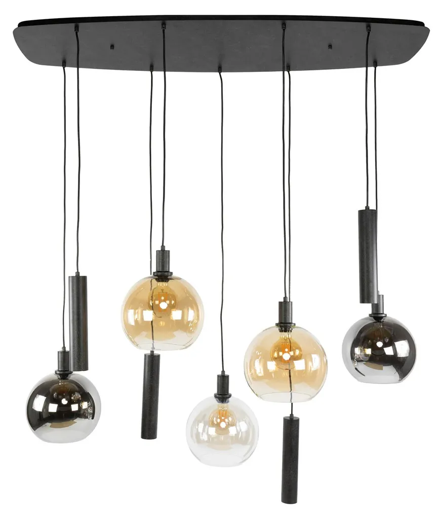 Plafonnier Moderne 130 cm pour Grande Salle à Manger Verre et Or