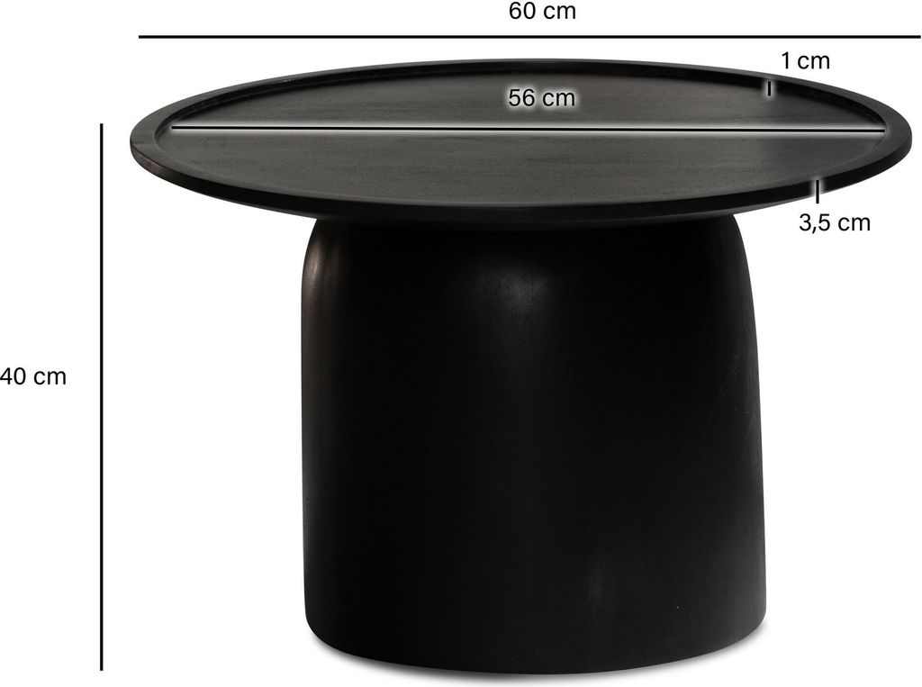 Couchtisch FineBuy Sofatisch Massivholz Schwarz 60x60x40 cm Produktbild 3