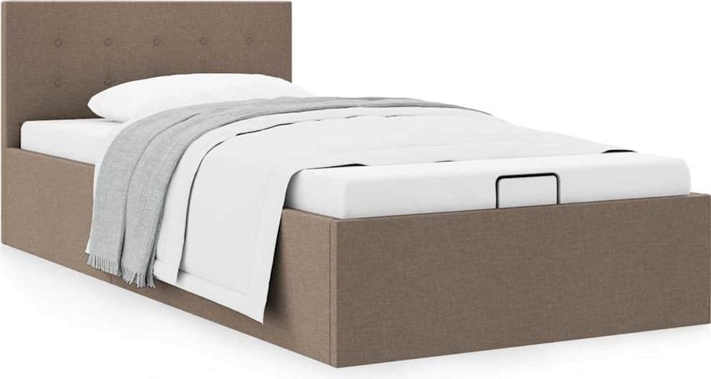 vidaXL Stauraumbett Hydraulisch Taupe Stoff 90×200 cm