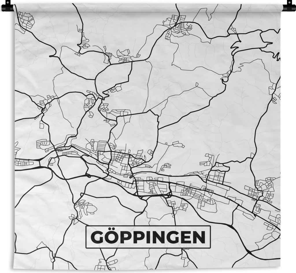 MuchoWow Wandteppich Wandbehang Karte - Göppingen - Karte - Stadtplan 150x150 cm Tapisserie Dekoration Wandtuch - Wohnaccessoires - Modernes