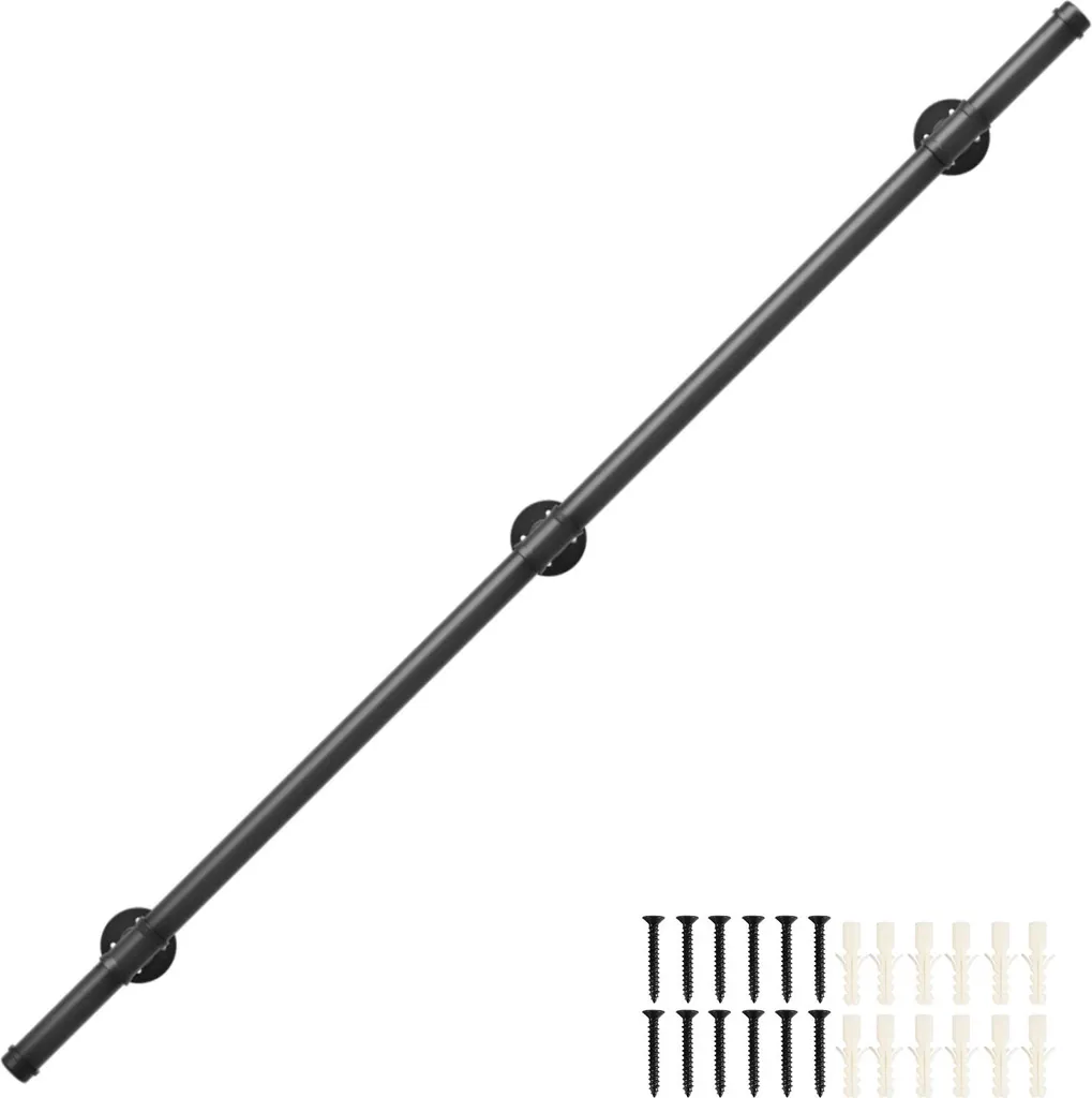 Solution sécurité escalier : Main courante 150cm robuste noire en acier