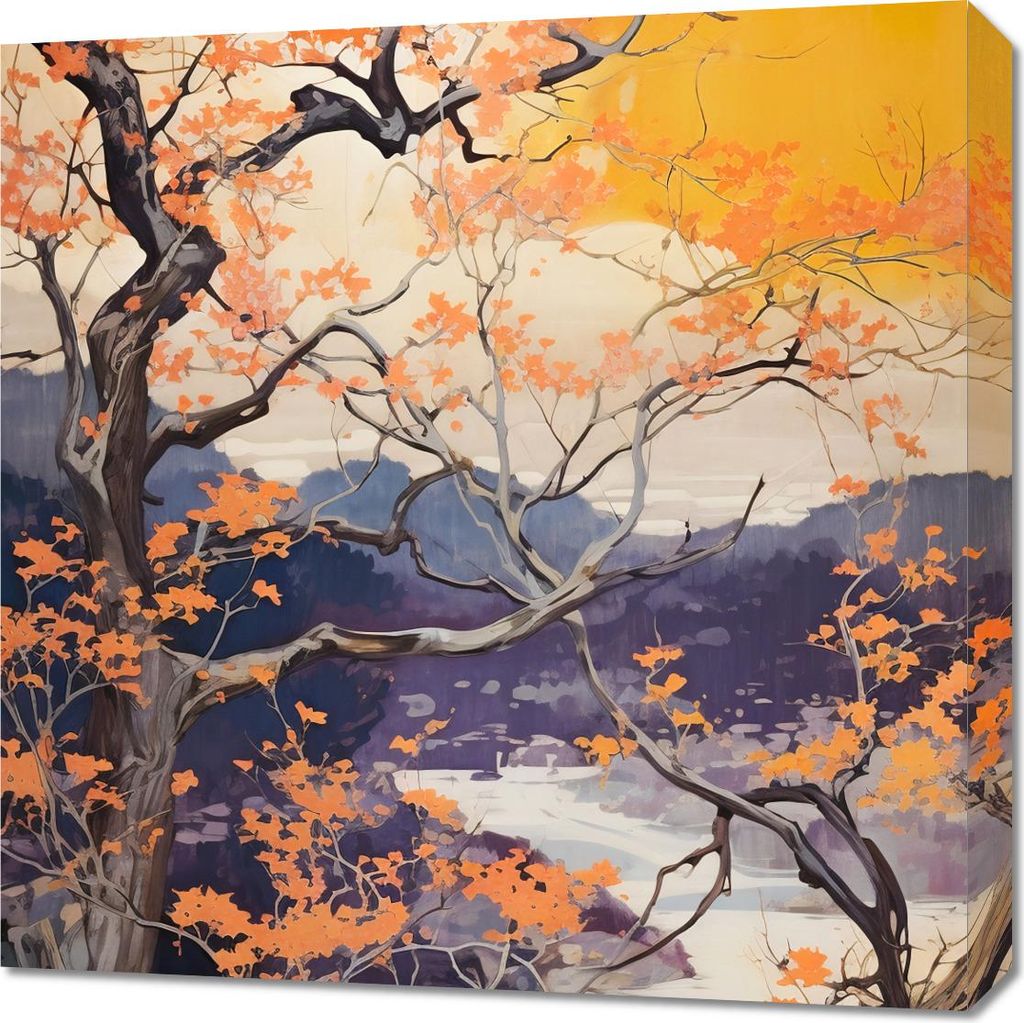 Bild 60x60cm Goldener Herbst am See
