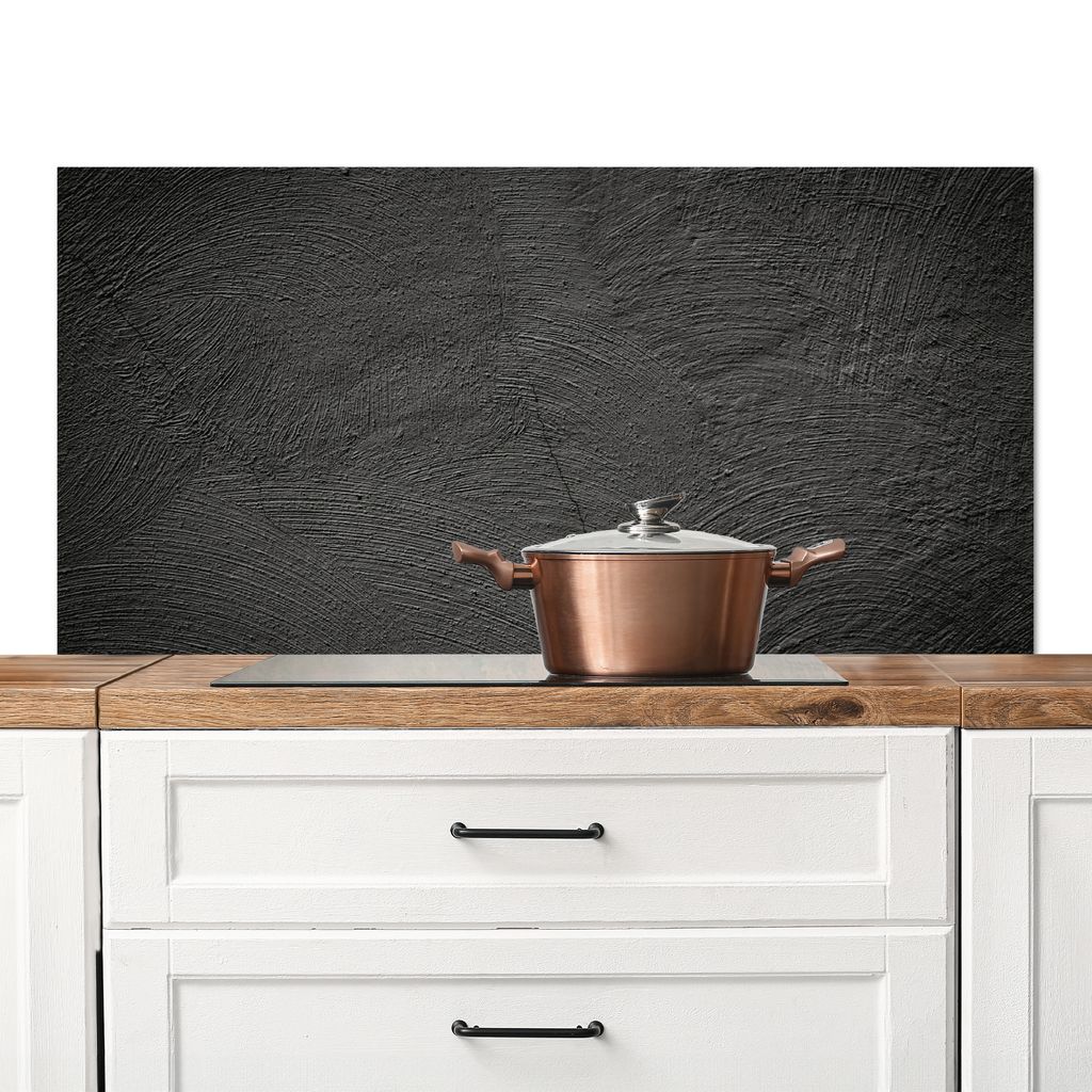 KitchenYeah Spritzschutz Küche - Küchenrückwand - Wandschutz für Herd und Spüle - Konkreter Druck - Industriell - Schwarz 120x60 - Alu-Dibon...