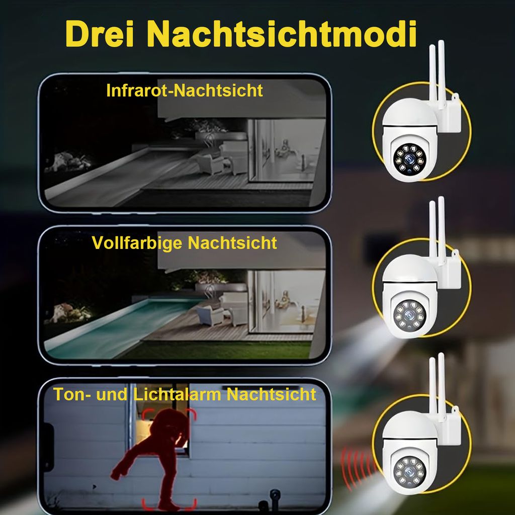 BOYKEEP 2 Stück Überwachungskamera 2,4 GHz WLAN 360 ° Produktbild 4