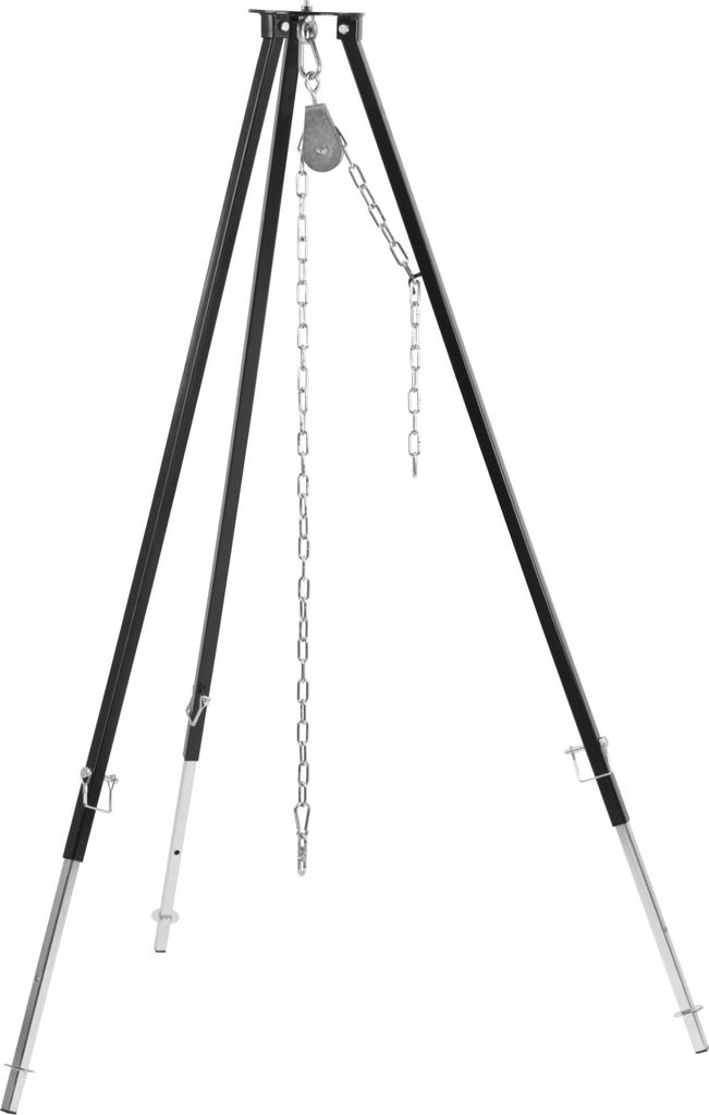 BBQ-Toro Dreibein Grill, 110 - 175 cm, Schwarz, Dreibein für Feuerschale, Dreibein für Schwenkgrill