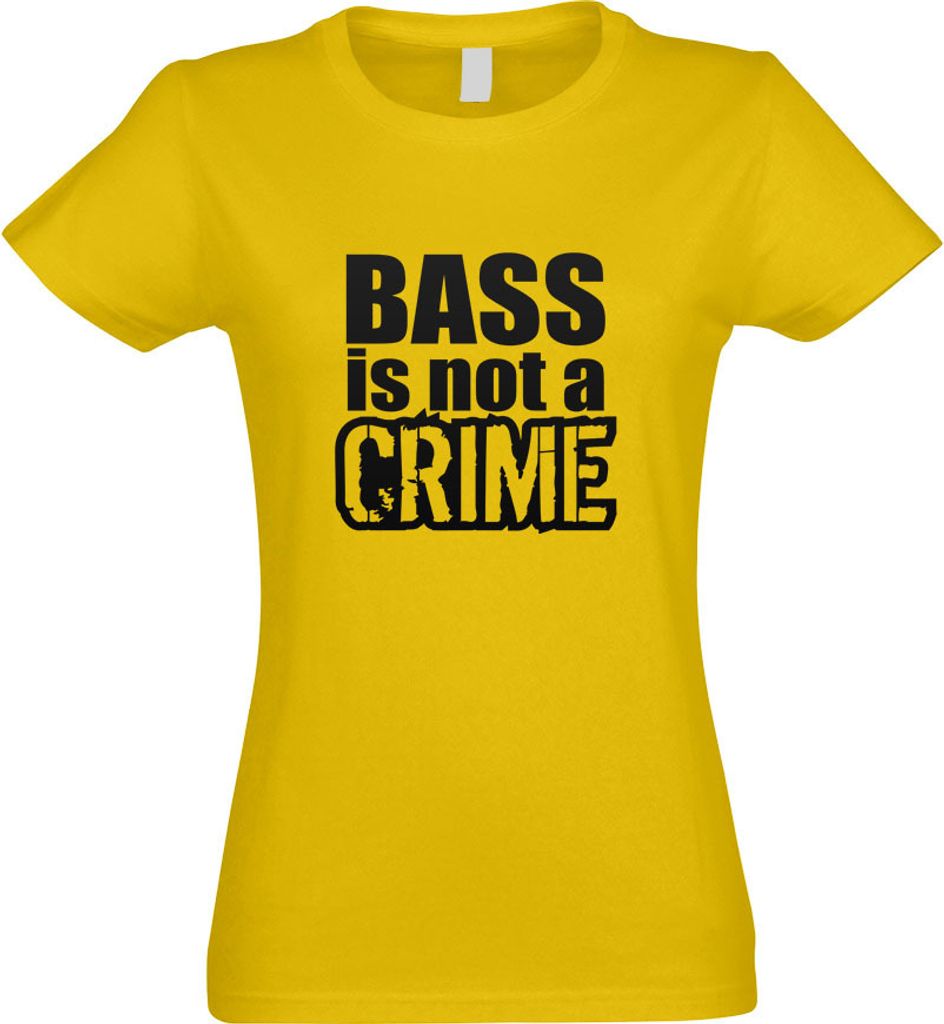 Kiwistar - T-Shirt tailliert - Damen - gelb - Bass is not a Crime - mit Motiv Bedruckt - Funshirt Design - Sport - Freizeit - Damen - XXL